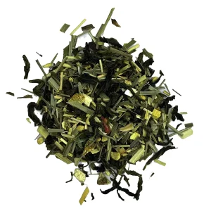 Dried lemongrass and tea leaves blend. lemongrass loose leaf tea, oolong tea, c tea house